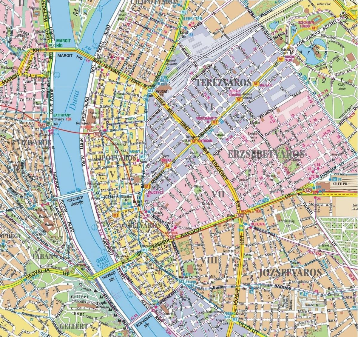 kaart linnaosade budapestis